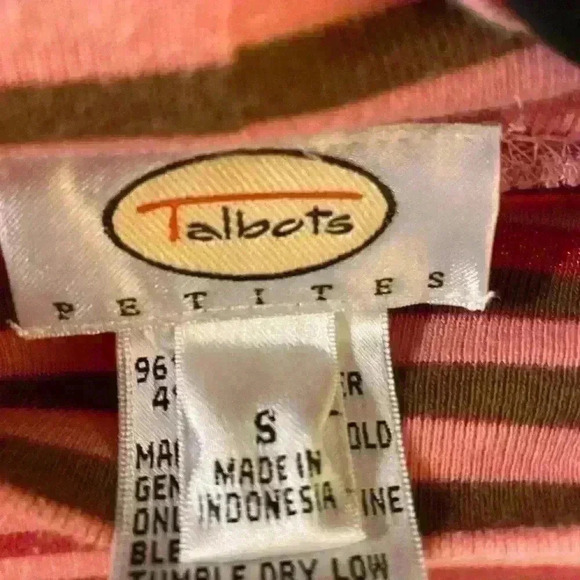 Talbots mockneck pink stripe long sleeve top! - Picture 2 of 3